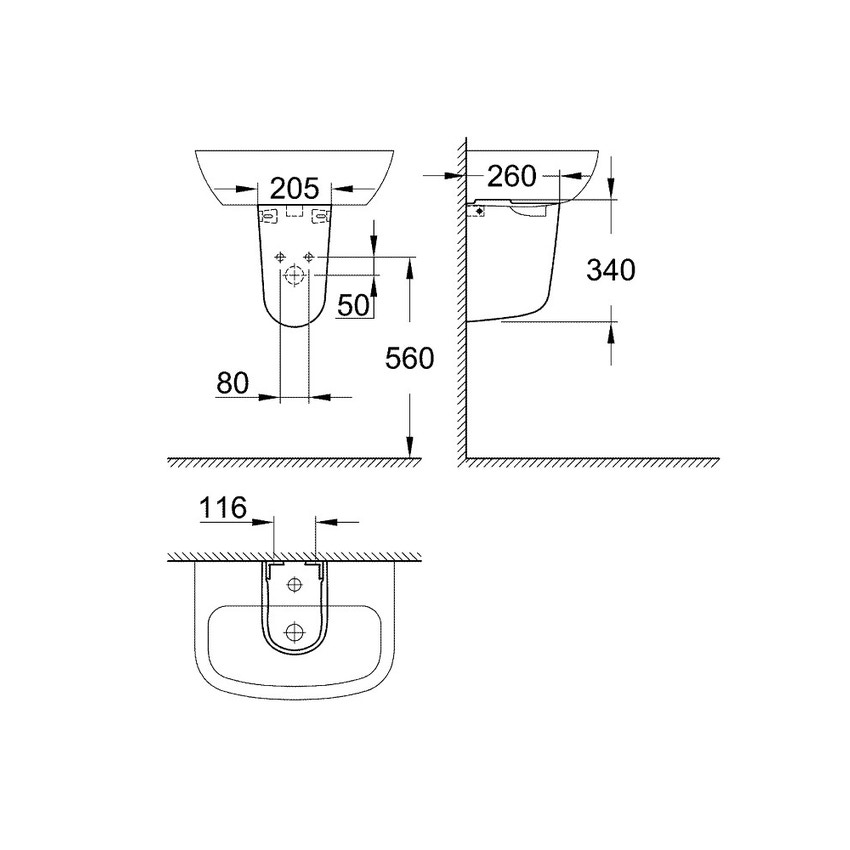 Immagine di Grohe Bau Ceramic semicolonna, bianco 39426000