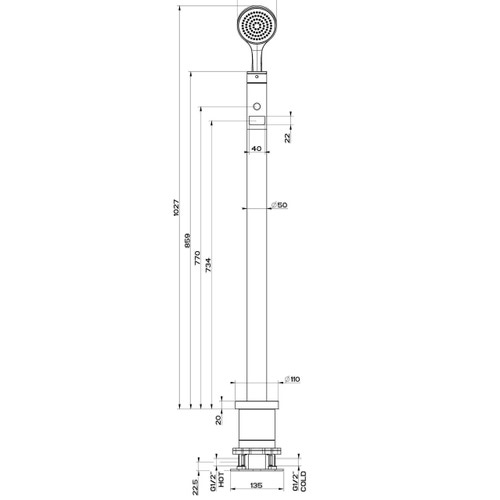 Immagine di Gessi VIA MANZONI piantana esterno vasca con doccetta, senza corpo incasso, finitura cromo 24982#031