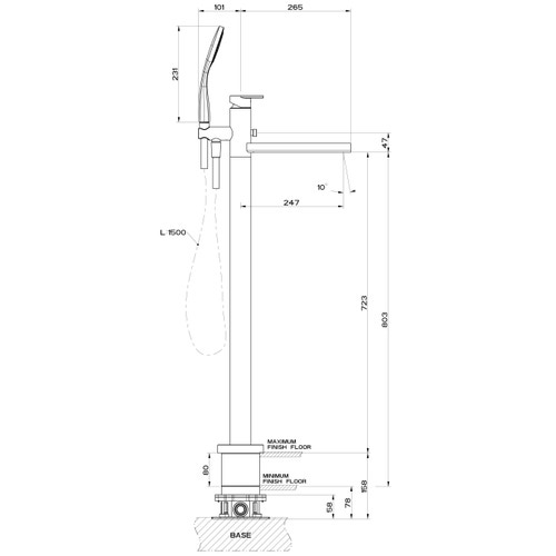 Immagine di Gessi VIA MANZONI piantana esterno vasca con doccetta, senza corpo incasso, finitura cromo 24982#031