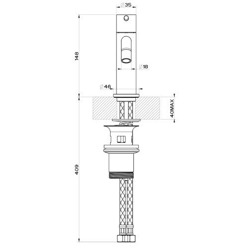 Immagine di Gessi VIA TORTONA miscelatore lavabo con scarico e flessibili di collegamento, finitura cromo 18601#031