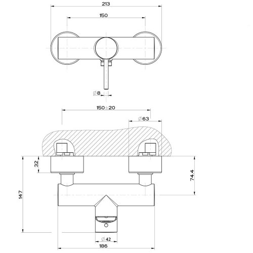 Immagine di Gessi VIA TORTONA miscelatore esterno doccia, finitura cromo 18631#031