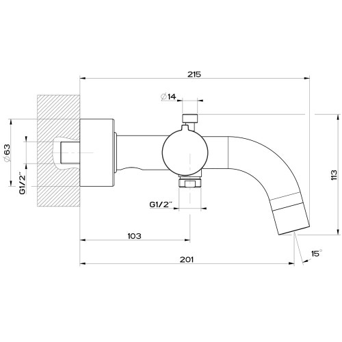 Immagine di Gessi VIA TORTONA miscelatore termostatico esterno vasca, con deviatore automatico bagno/doccia, finitura cromo 18711#031