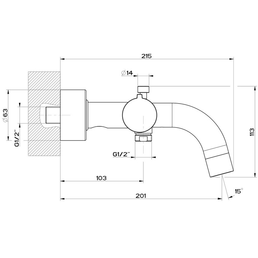 Immagine di Gessi VIA TORTONA miscelatore termostatico esterno vasca, con deviatore automatico bagno/doccia, finitura cromo 18711#031