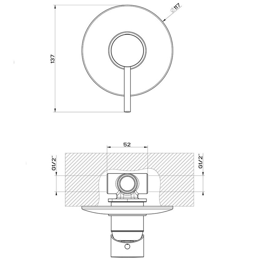 Immagine di Gessi VIA TORTONA miscelatore a parete, 1 uscita, finitura cromo 18761#031