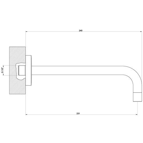 Immagine di Gessi VIA TORTONA bocca a parete P.23 cm, finitura cromo 38783#031