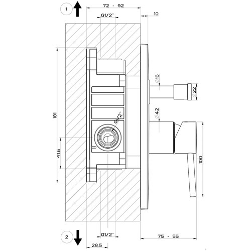 Immagine di Gessi VIA TORTONA set rubinetteria con miscelatore lavabo e miscelatore bidet con scarico, miscelatore a parete 2 vie con deviatore automatico e corpo incasso, finitura cromo SETVIAT003