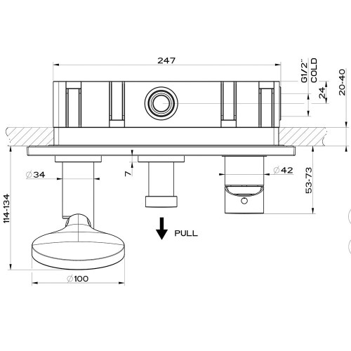 Immagine di Gessi VIA TORTONA miscelatore doccia a parete 2 uscite, con deviatore, presa acqua, supporto, flessibile 150 cm e doccetta anticalcare, senza corpo incasso, finitura cromo 44829#031