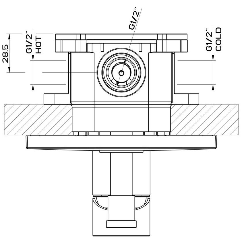 Immagine di Gessi VIA MANZONI miscelatore a parete, 2 uscite, con deviatore automatico bagno/doccia, finitura finox brushed nickel 44634#149