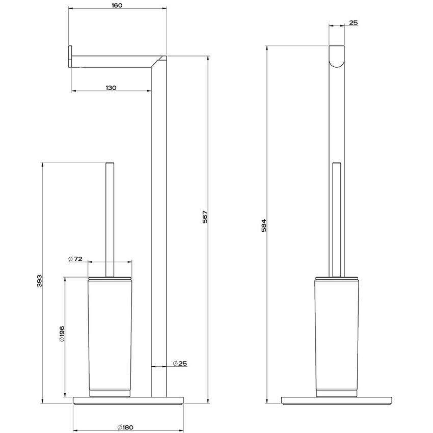 Gessi 38839#031 EMPORIO ACCESSORI porta dispenser d'appoggio, con bicchiere  in vetro satinato, finitura cromo