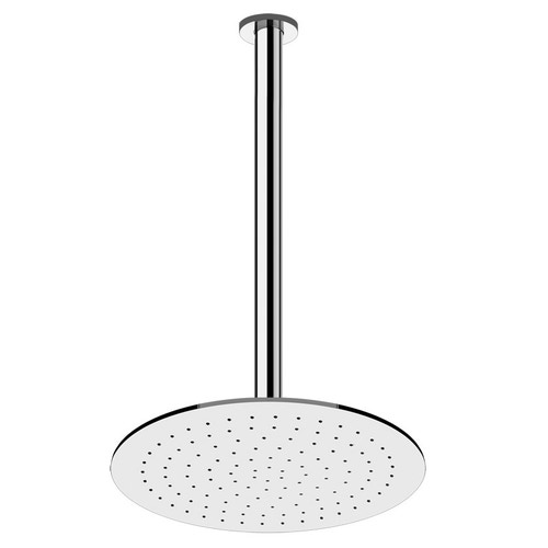 Immagine di Gessi OVALE soffione doccia con braccio da soffitto Ø300 mm con altezza personalizzabile (min 105 max 1855 mm) con attacco da 1/2" e anticalcare finitura cromo 23159#031