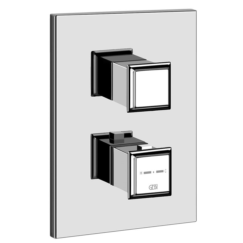 Immagine di Gessi ELEGANZA miscelatore termostatico per doccia, a parete, 2 uscite, finitura black metal PVD 46234#706