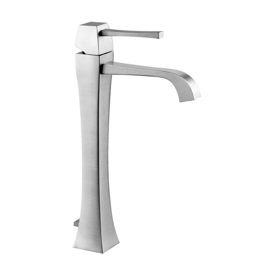 Immagine di Gessi MIMI Miscelatore monocomando per lavabi con altezza da 120 a 200 mm piletta da 1 1/4" e flessibili di collegamento con attacco da 3/8" erogazione 132 mm finitura finox 11989#149