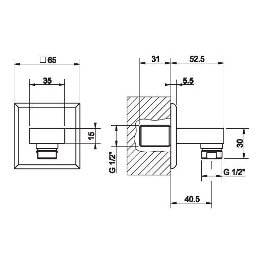 Gessi 31255#149 MIMI soffione doccia con braccio da soffitto altezza 270 mm  snodato con attacco da 1/2 e anticalcare finitura finox