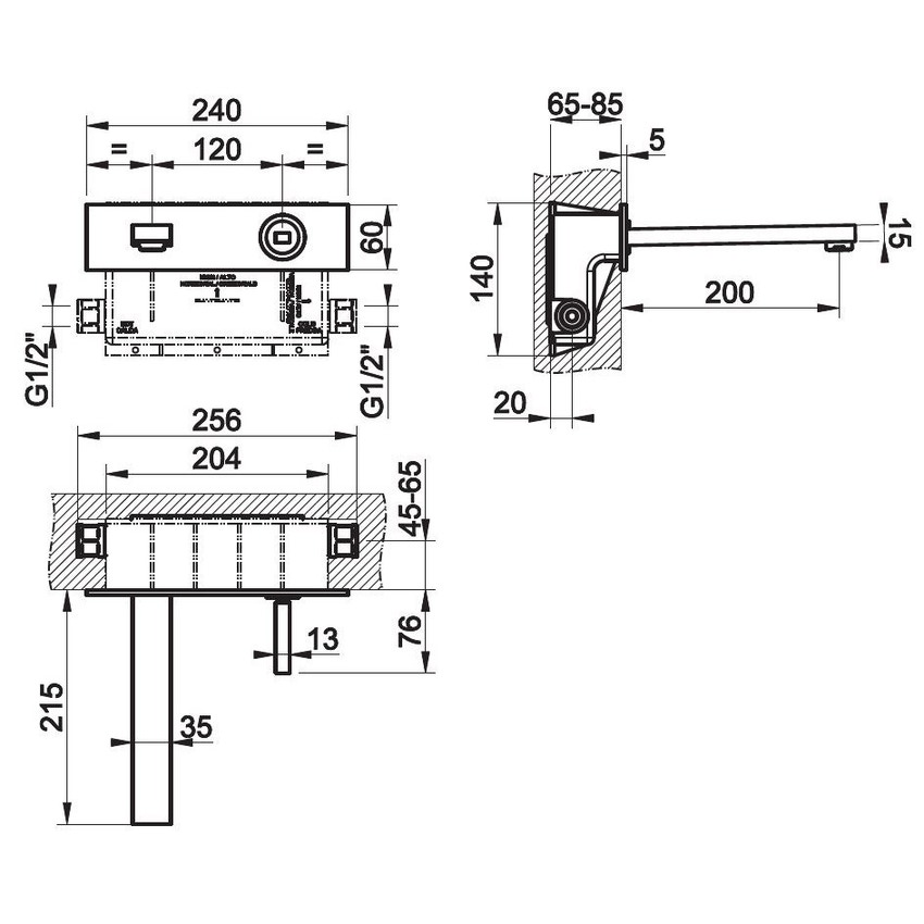 Immagine di Gessi RETTANGOLO J parti esterne per miscelatore joystick ad incasso con bocca senza scarico erogazione 200 mm finitura cromo 20688#031