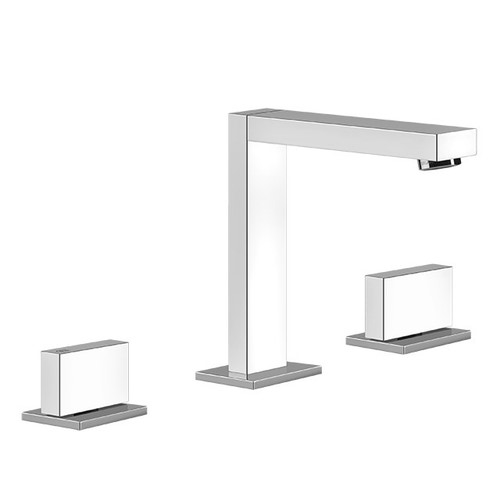 Immagine di Gessi RETTANGOLO T gruppo lavabo H.16 cm, 3 fori, con scarico, colore nero finitura opaco 20402#299