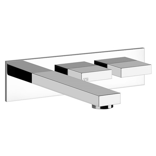 Immagine di Gessi RETTANGOLO T parti esterne per gruppo lavabo ad incasso con bocca senza scarico erogazione 141 mm installazione orizzontale o verticale finitura cromo 20489#031