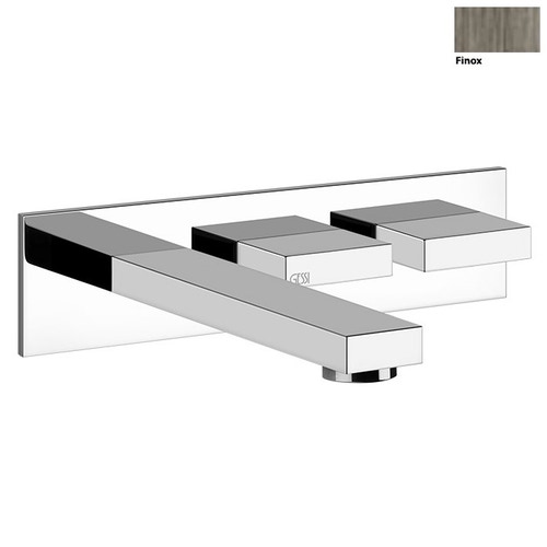 Immagine di Gessi RETTANGOLO T parti esterne per gruppo lavabo ad incasso con bocca senza scarico erogazione 141 mm installazione orizzontale o verticale finitura finox 20489#149