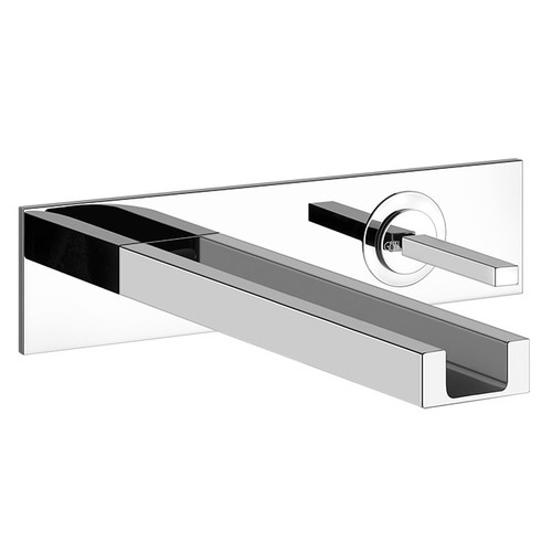 Immagine di Gessi RETTANGOLO CASCATA miscelatore joystick a parete, con bocca L.18,5 cm, senza scarico, finitura cromo 30994#031