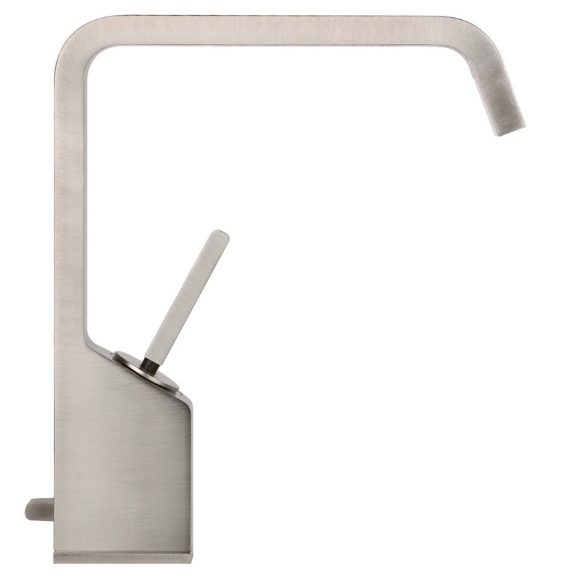 Immagine di Gessi RETTANGOLO XL miscelatore joystick lavabo, con scarico e flessibili di collegamento, finitura bianco CN 26101#279