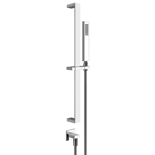 Immagine di Gessi RETTANGOLO SHOWER asta saliscendi con presa acqua, doccetta anticalcare e flessibile 150 cm, colore nero finitura opaco 20142#299