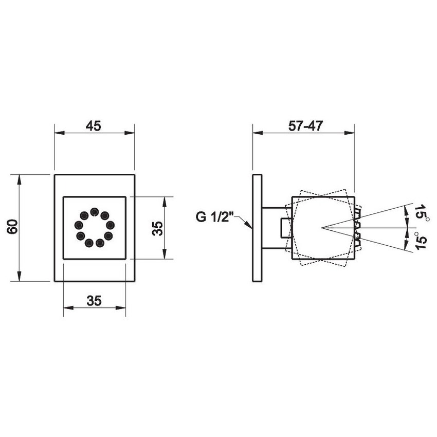 Immagine di Gessi WELLNESS soffione laterale orientabile, finitura black metal PVD 20172#706