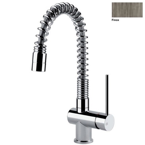 Immagine di Gessi OXYGENE CUCINA H.T. miscelatore semi-pro monocomando con canna girevole per lavello finitura finox 00908#149