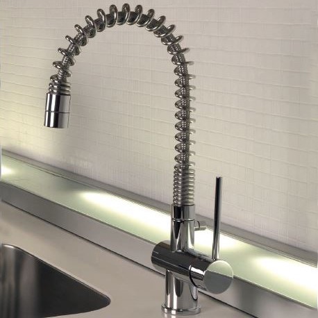 Immagine di Gessi OXYGENE CUCINA H.T. miscelatore semi-pro monocomando con canna girevole per lavello finitura finox 00908#149