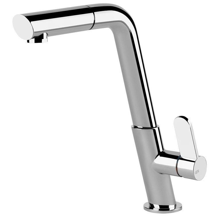 Immagine di Gessi INCLINE miscelatore monocomando, con canna girevole e doccetta estraibile, per lavello, finitura finox 50007#149