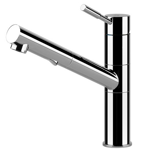 Immagine di Gessi OXYGENE miscelatore monocomando, con canna girevole e doccetta estraibile doppio getto, per lavello, finitura cromo 50303#031