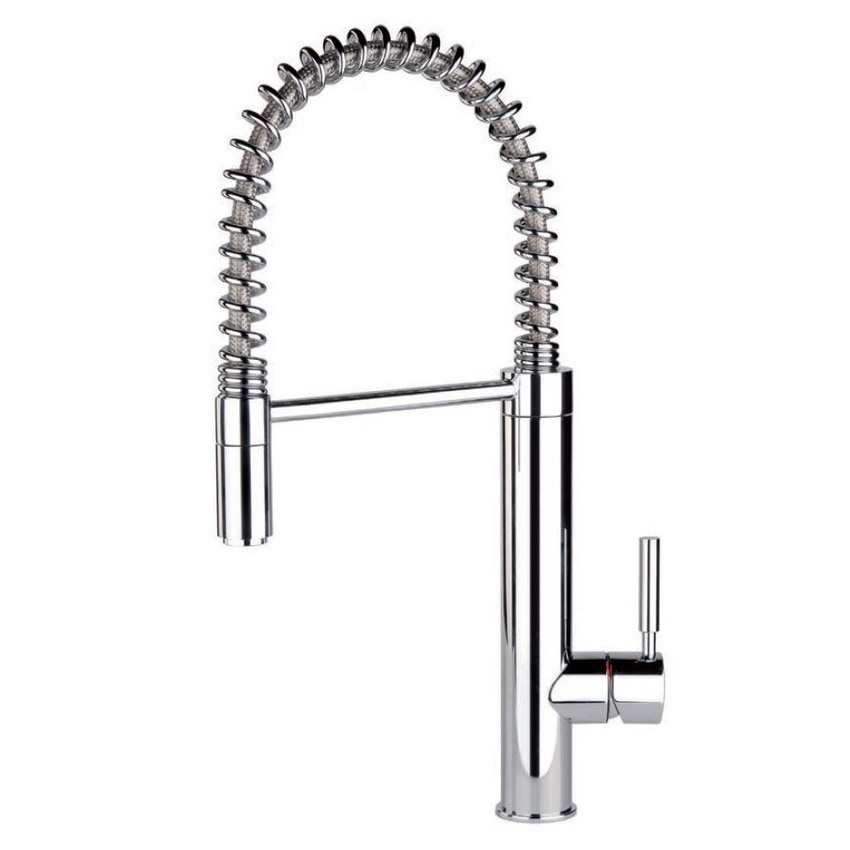 Immagine di Gessi OXYGENE CUCINA H.Y. miscelatore semi-pro monocomando con canna girevole monogetto e doccetta estraibile finitura cromo 29801#031