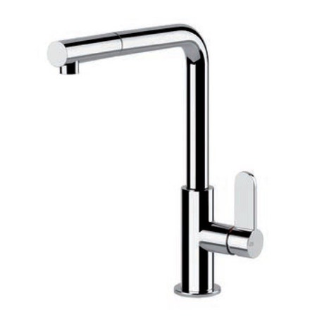 Immagine di Gessi HELIUM miscelatore monocomando, con canna girevole doccetta estraibile mono getto, finitura cromo 50103#031