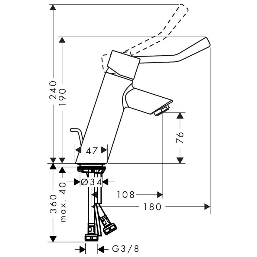 Immagine di Hansgrohe TALIS miscelatore monocomando lavabo 80 con maniglia extra lunga con scarico e saltarello finitura cromo 32035000