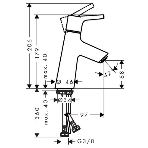 Immagine di Hansgrohe TALIS S miscelatore monocomando lavabo 80, senza scarico, finitura cromo 72012000