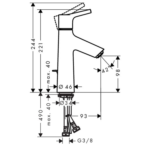 Immagine di Hansgrohe TALIS S miscelatore monocomando lavabo 100, CoolStart, con scarico, finitura cromo 72022000