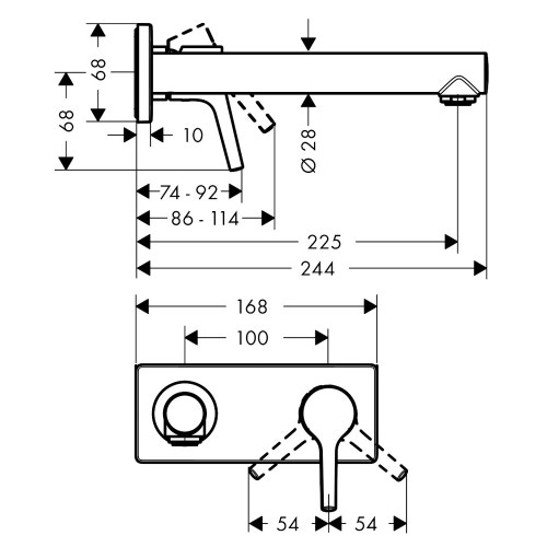 Immagine di Hansgrohe TALIS S miscelatore monocomando lavabo ad incasso, a parete, con bocca erogazione 22.5 cm, finitura cromo 72111000