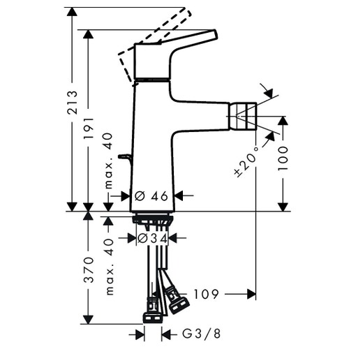 Immagine di Hansgrohe TALIS S miscelatore monocomando bidet, con scarico, finitura cromo 72200000