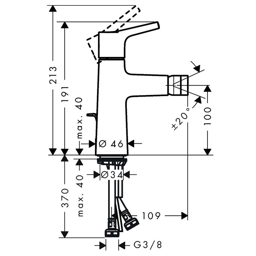 Immagine di Hansgrohe TALIS S set rubinetteria con miscelatore lavabo con scarico, miscelatore bidet con scarico e miscelatore monocomando esterno vasca, finitura cromo SETTAL004