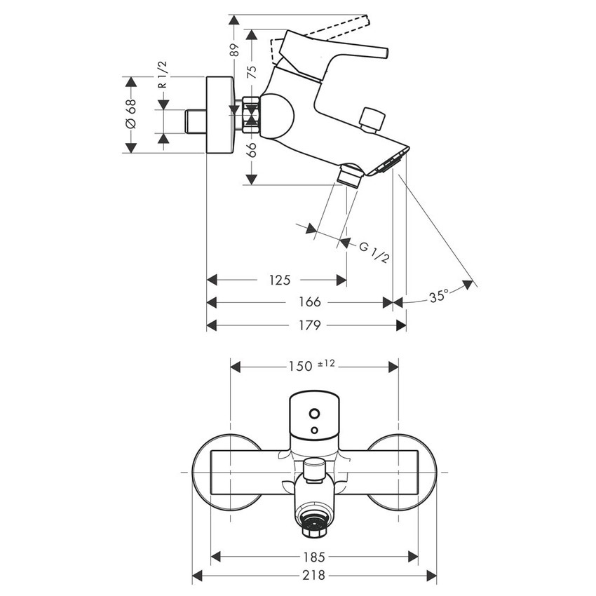 Immagine di Hansgrohe TALIS S set rubinetteria con miscelatore lavabo con scarico, miscelatore bidet con scarico e miscelatore monocomando esterno vasca, finitura cromo SETTAL004