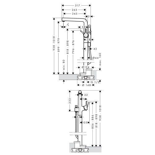 Immagine di Hansgrohe TALIS S miscelatore monocomando vasca, a pavimento, finitura cromo 72412000