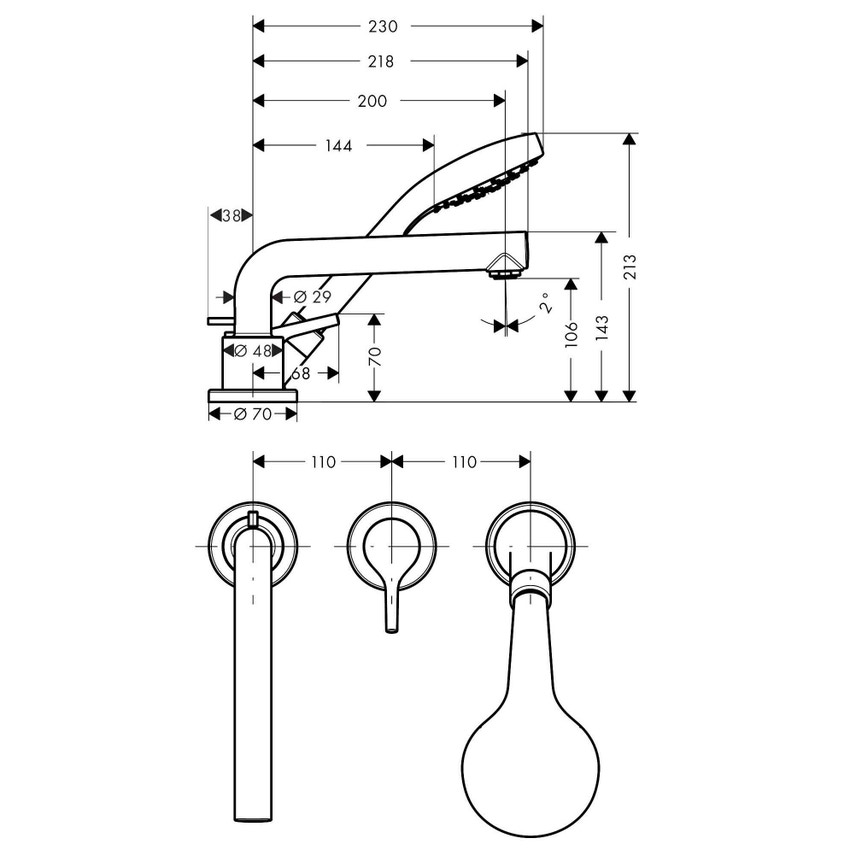 Immagine di Hansgrohe TALIS S rubinetteria 3 fori monocomando, bordo vasca, con secuflex, finitura cromo 72416000