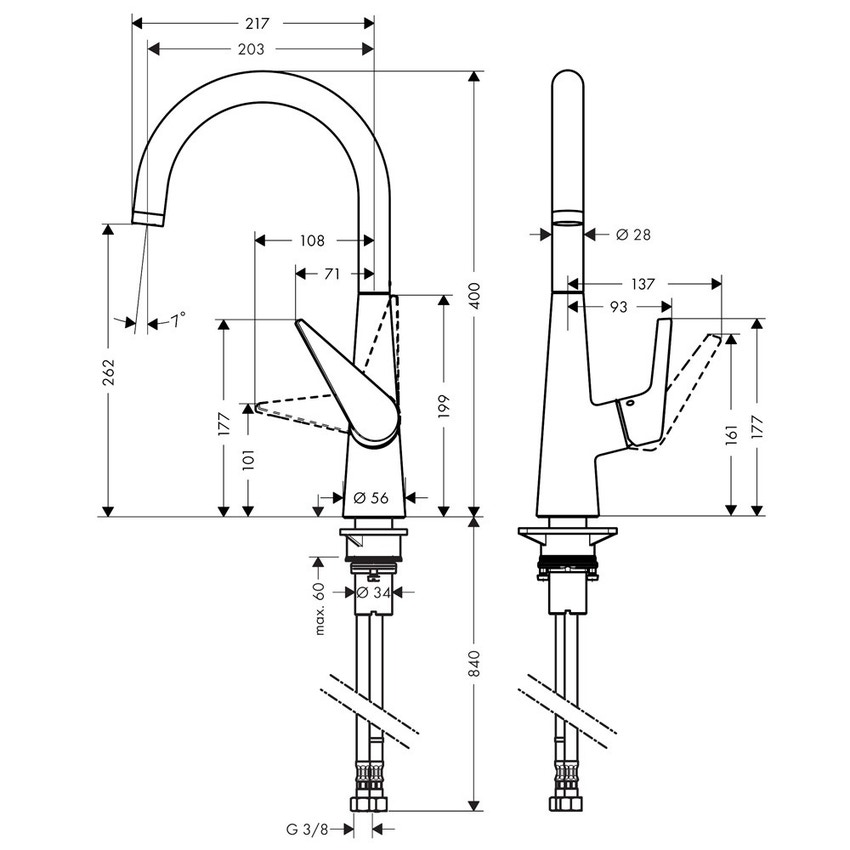 Immagine di Hansgrohe TALIS S miscelatore cucina monocomando 260, finitura cromo 72810000