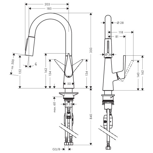 Immagine di Hansgrohe TALIS M51 miscelatore cucina 160, con doccetta estraibile, finitura cromo 72815000