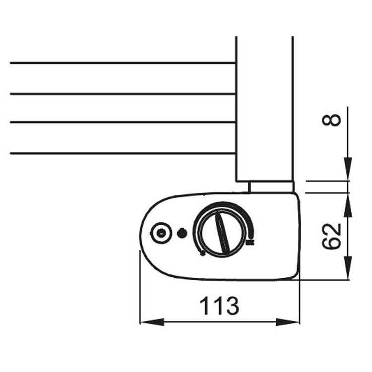 Immagine di Irsap resistenza elettrica con termostato elettronico bianco, 400W (L. 40,5cm) con 2 raccordi T 1/2" + 1 tappo 1/2" ANRE0400KSP01