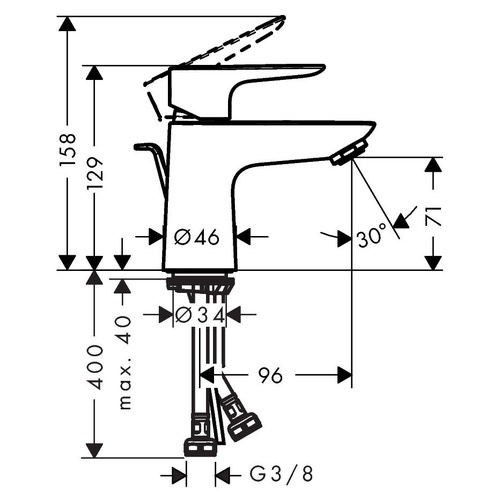 Immagine di Hansgrohe TALIS E miscelatore monocomando lavabo 80, con salterello, finitura cromo 71700000
