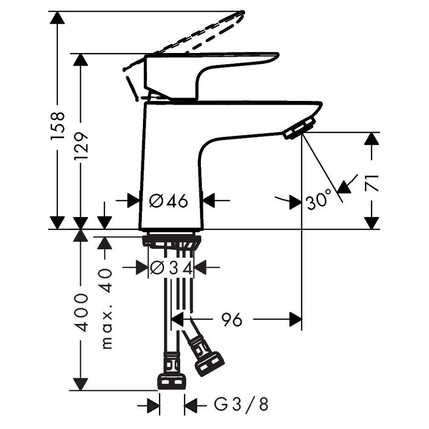 Immagine di Hansgrohe TALIS E miscelatore monocomando lavabo 80, CoolStart, senza scarico, finitura cromo 71704000