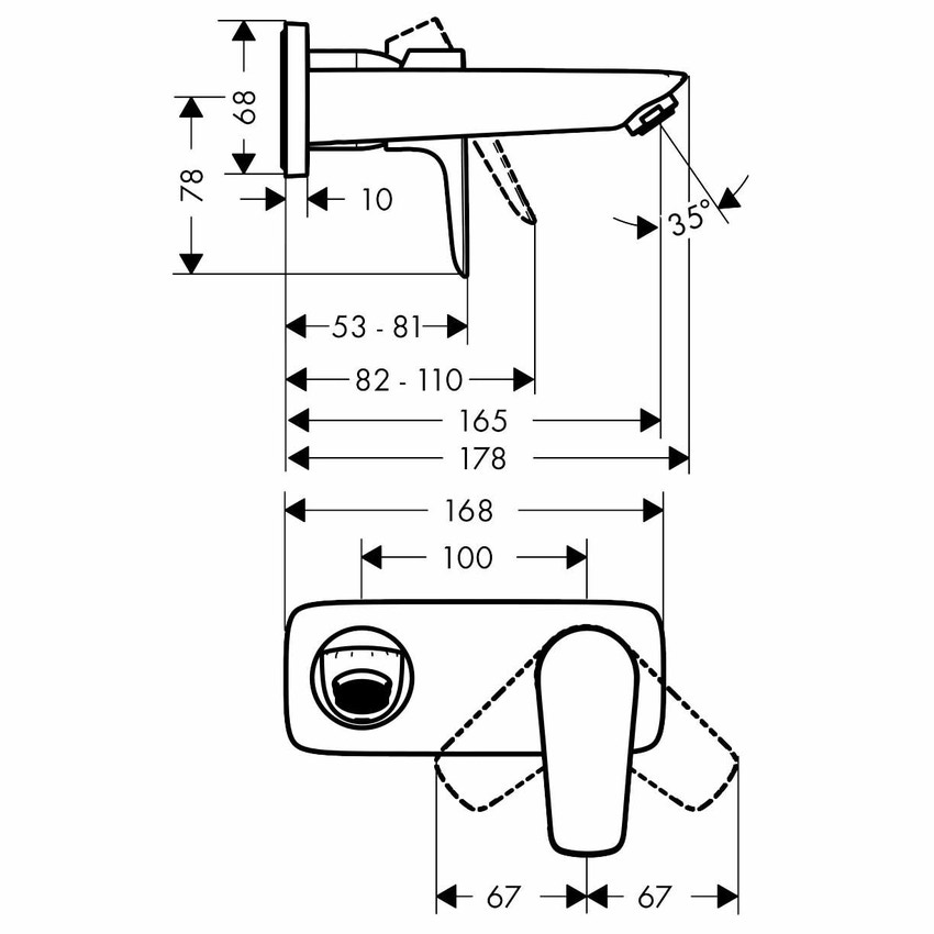 Immagine di Hansgrohe TALIS E miscelatore monocomando lavabo, ad incasso, a parete, con bocca erogazione 16.5 cm, finitura cromo 71732000