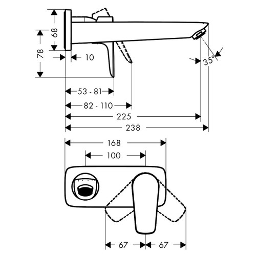 Immagine di Hansgrohe TALIS E miscelatore monocomando lavabo, ad incasso, a parete, con bocca erogazione 22.5 cm, finitura cromo 71734000
