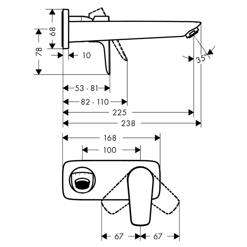 Immagine di Hansgrohe TALIS E miscelatore monocomando lavabo, ad incasso, a parete, con bocca erogazione 22.5 cm, finitura cromo 71734000