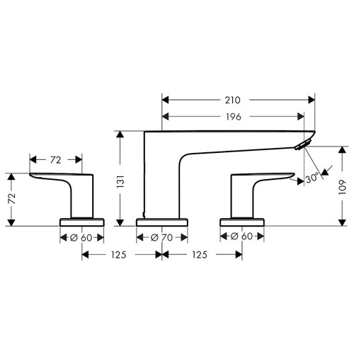 Immagine di Hansgrohe TALIS E rubinetteria 3 fori, per bordo vasca, finitura cromo 71747000