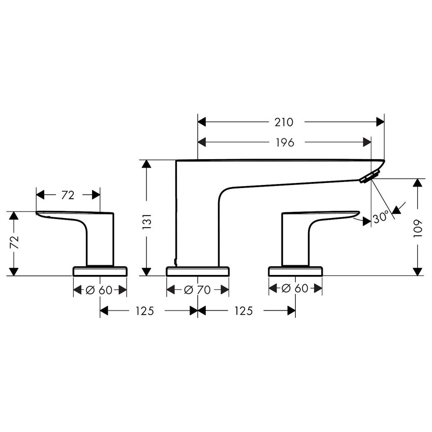 Immagine di Hansgrohe TALIS E rubinetteria 3 fori, per bordo vasca, finitura cromo 71747000